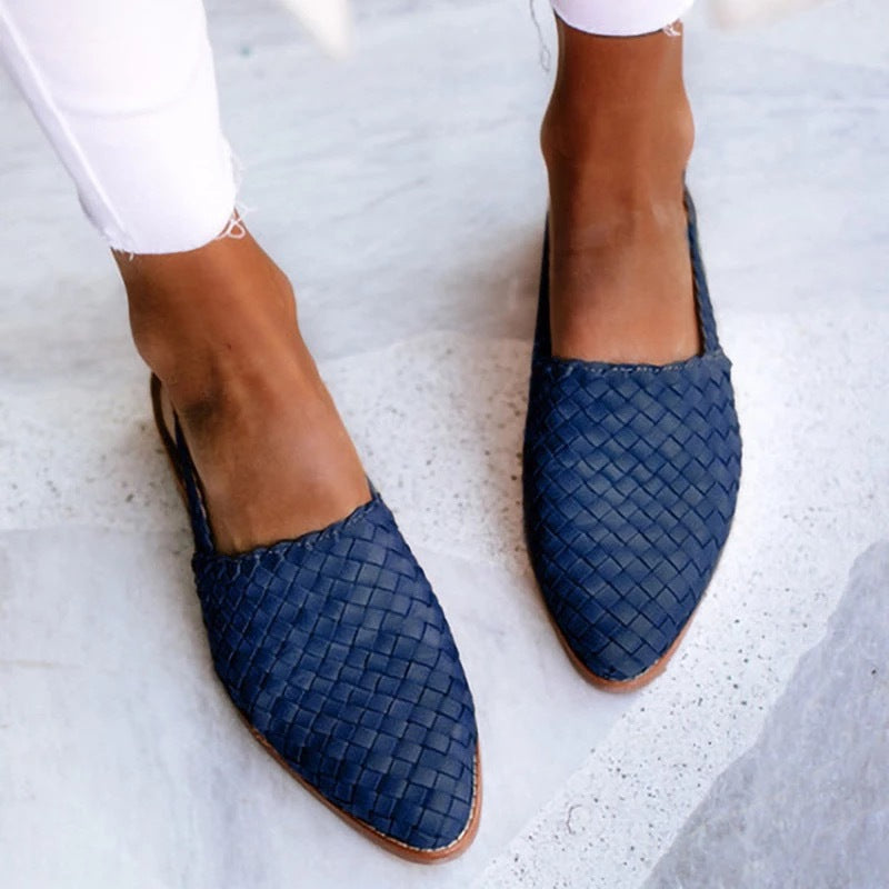 Priscella™ | Woven Pointed-Toe Flat Mule