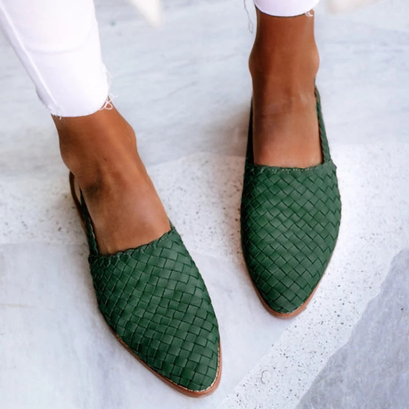 Priscella™ | Woven Pointed-Toe Flat Mule
