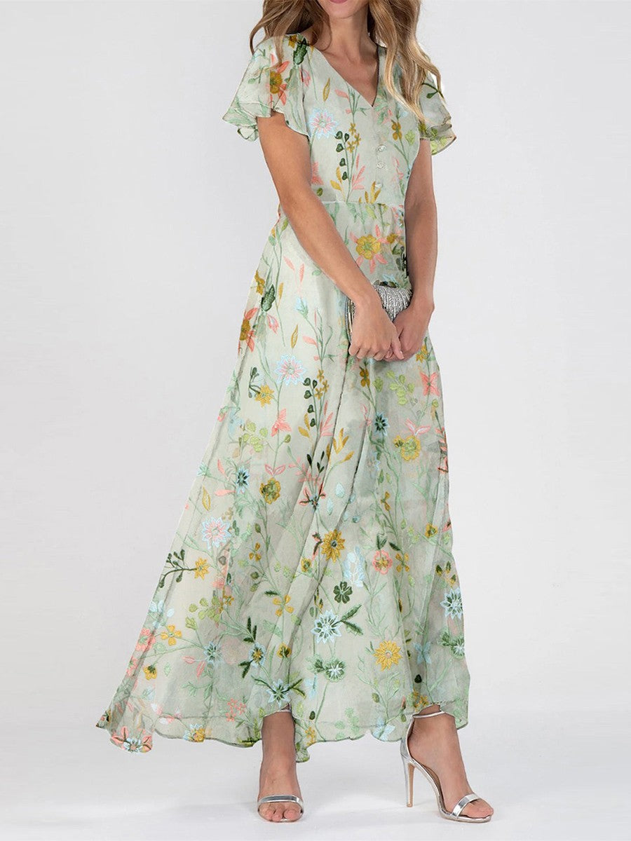 Beth | Floral Tummy-Coverage Maxi Dress