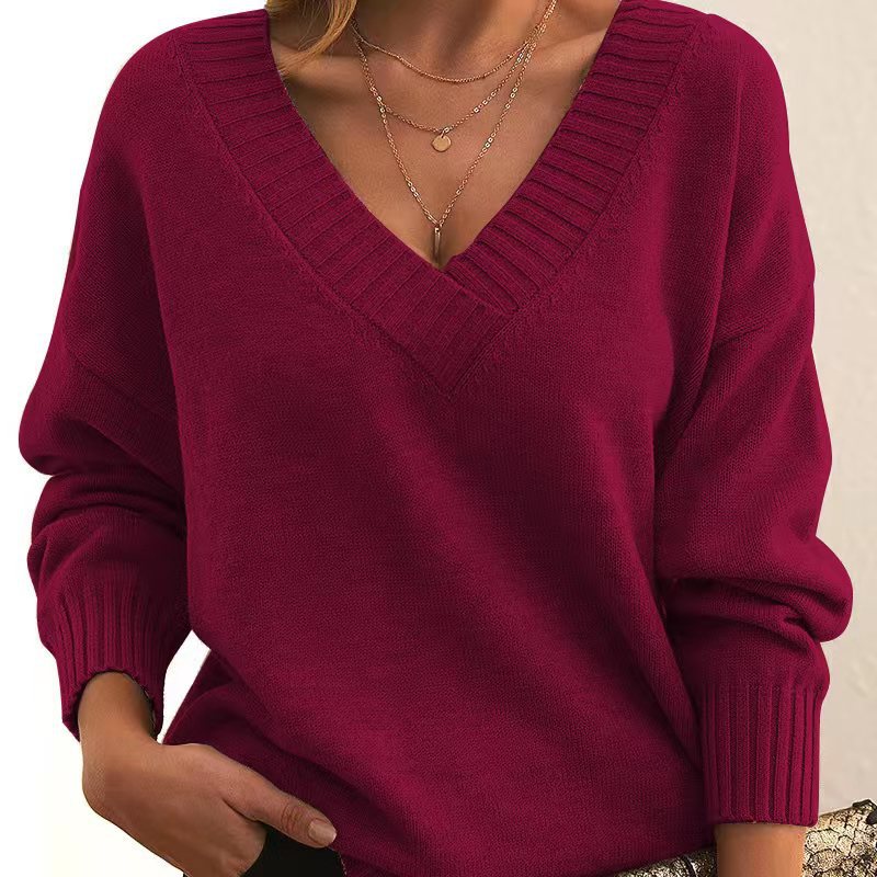 Marvaine™ | V-Neck Relaxed Pullover Sweater