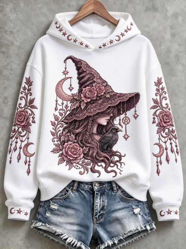 Women's Halloween Witch Print Sweatshirt