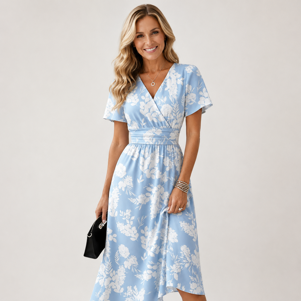 Dana™ | Floral V-Neck Midi Dress