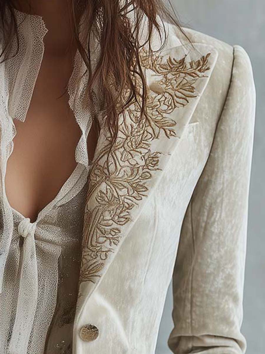 Oriana™ | Gold Embroidered Tailored Blazer