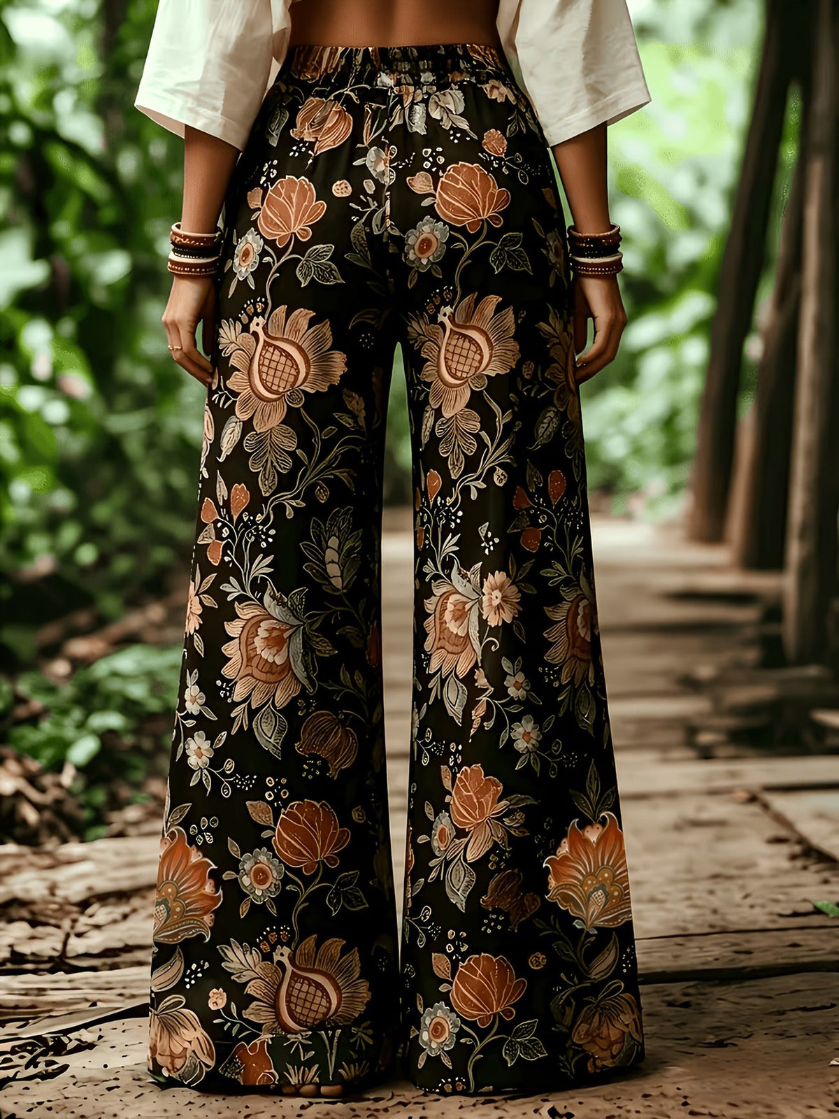 Marisela™ | Botanical Velvet Wide-Leg Trousers