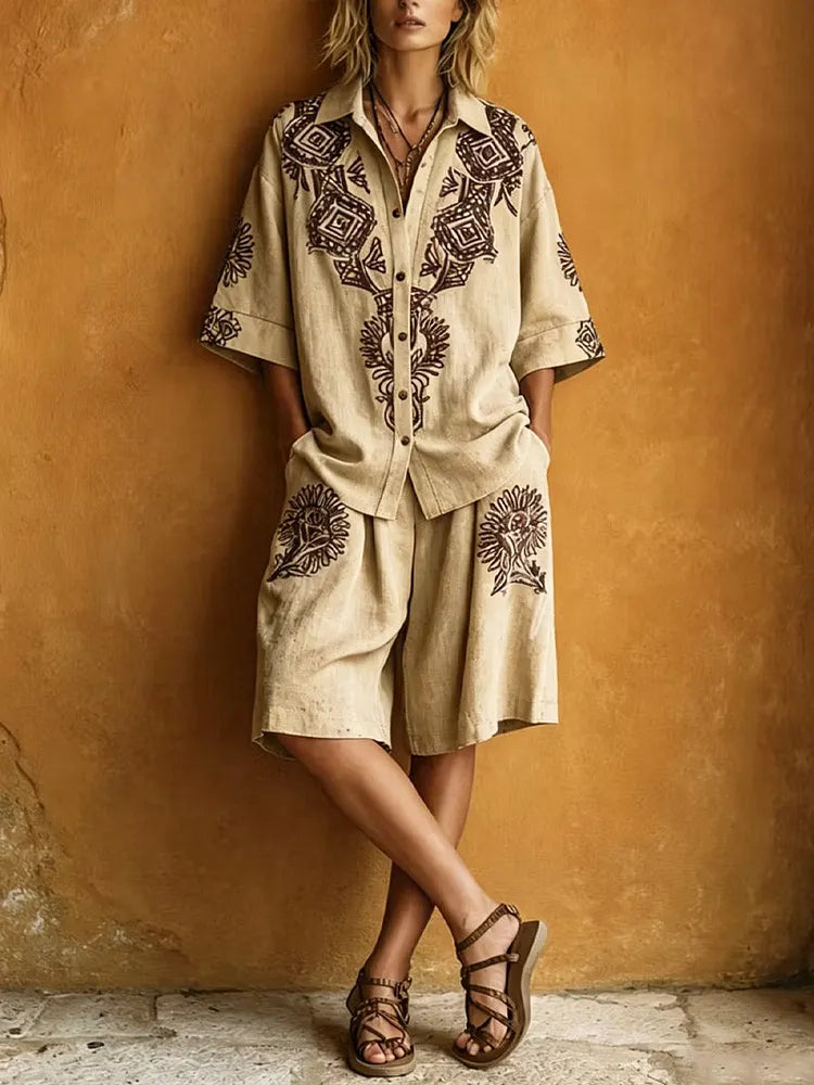 Saskia™ | Ethnic-Art Top & Trouser Set
