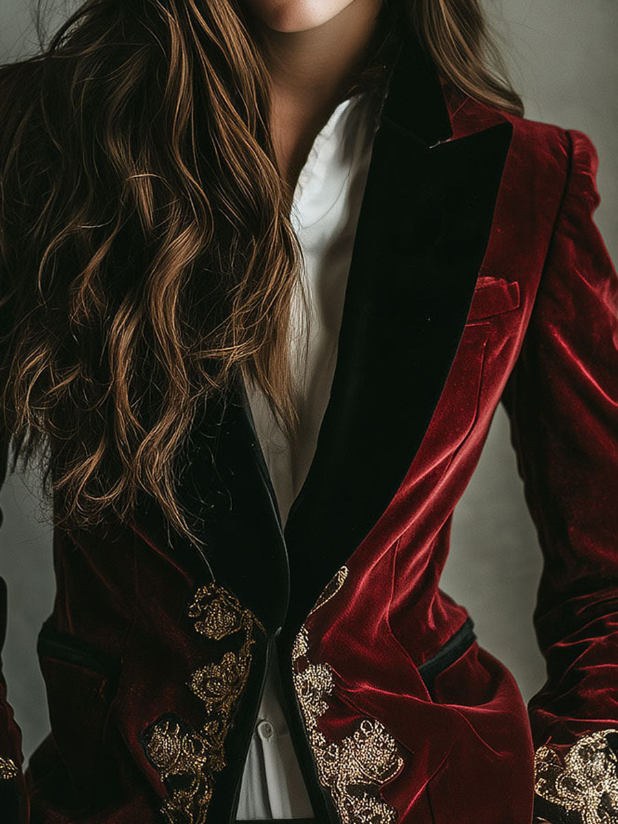 Kestienne™ | Gold Embroidered Blazer