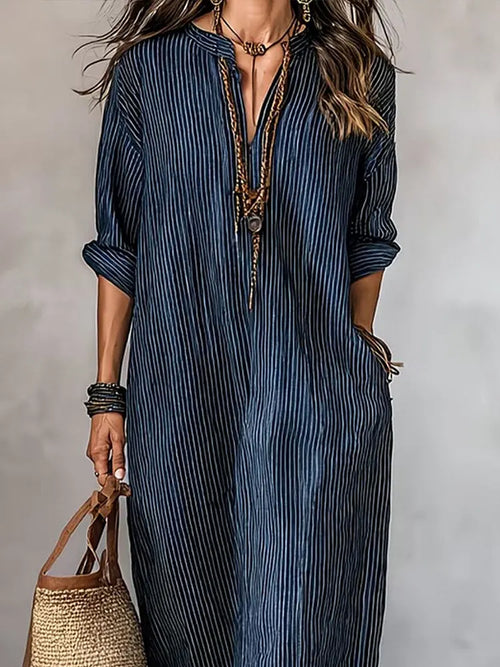 Henrietta™ | Retro Striped Maxi Dress