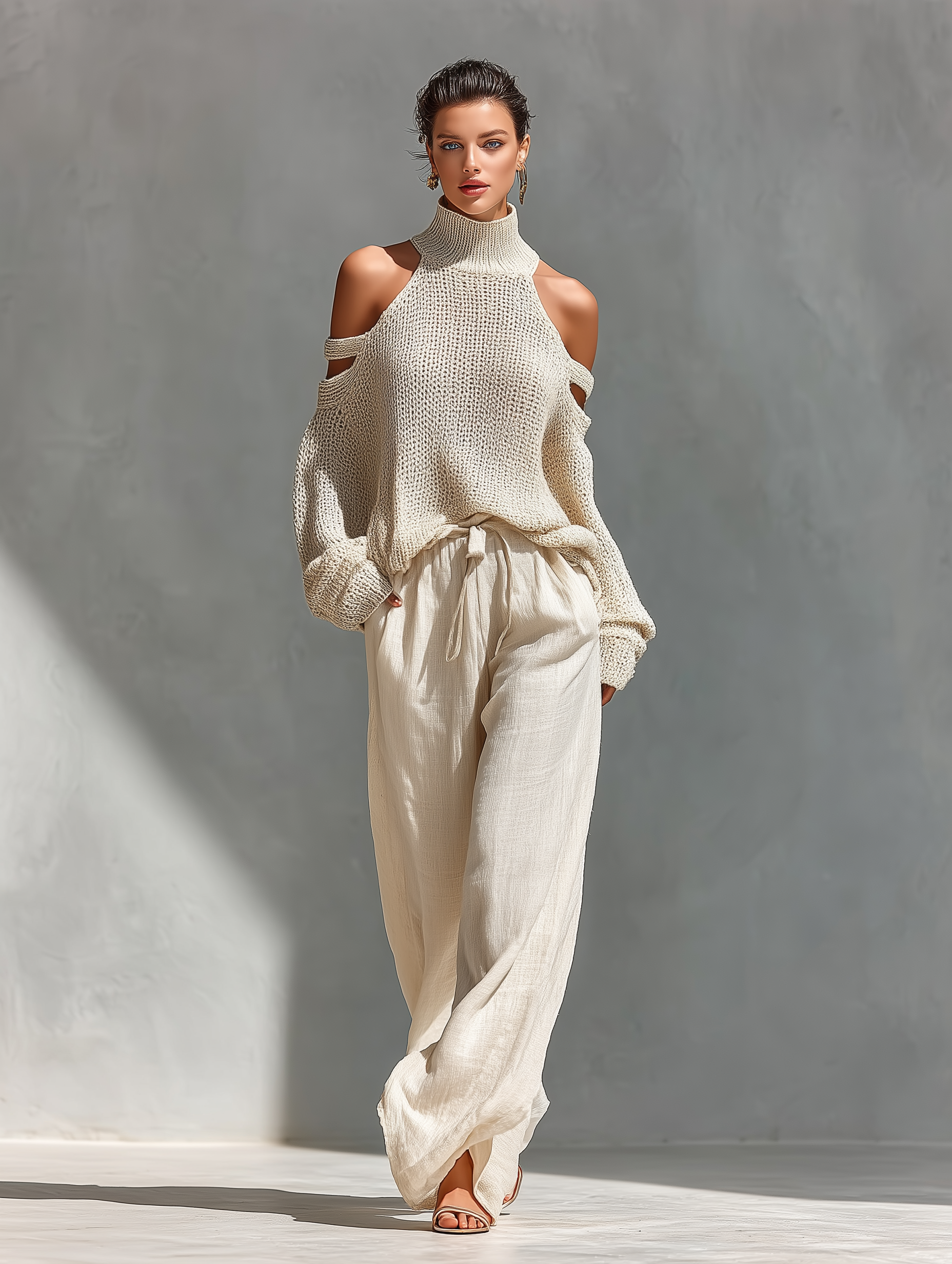 Edalyn™ | Cold-Shoulder Turtleneck & Wide-Leg Pant Set