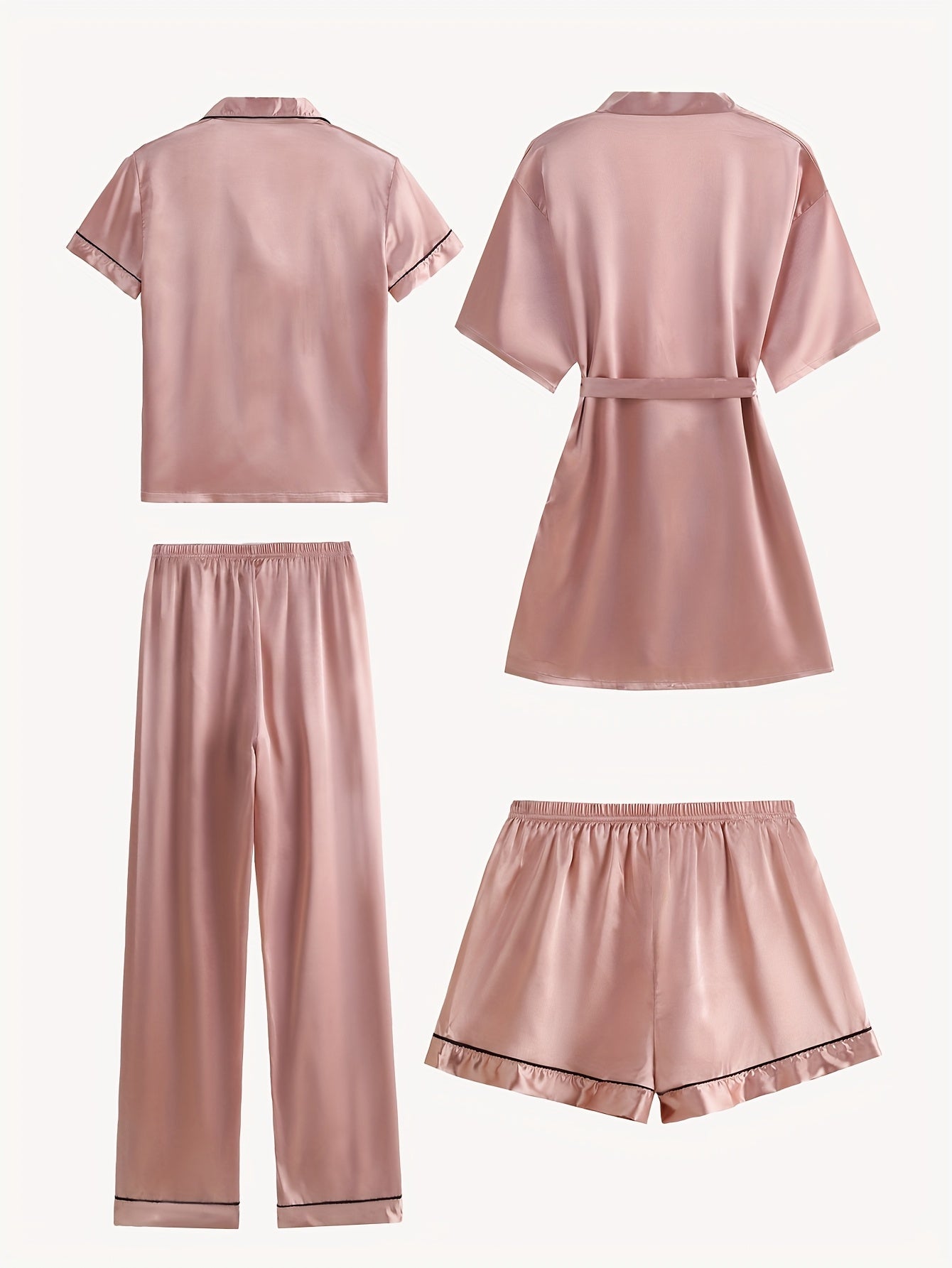 Lavonne™ | 4-Piece Pajama & Mid-Sleeve Robe Set