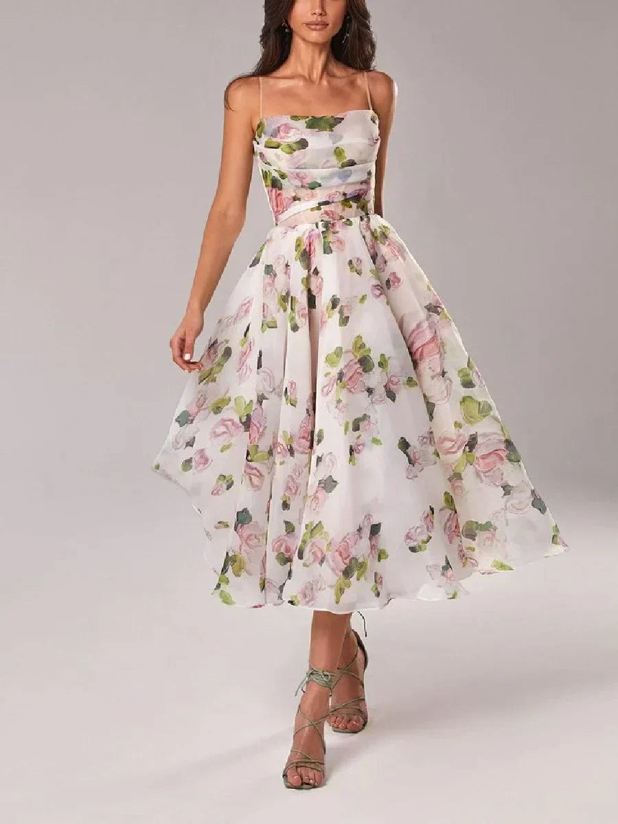 Simone™ | Floral Print Strapless Midi Dress