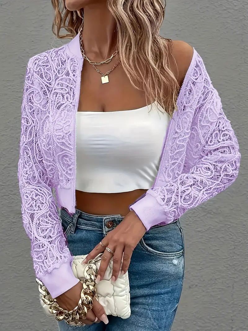 Eloise™ | Crop Lace Bomber