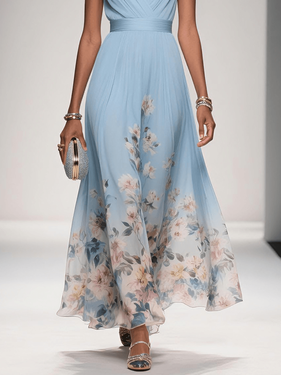 Vivienne™ | Floral V-Neck Maxi Dress
