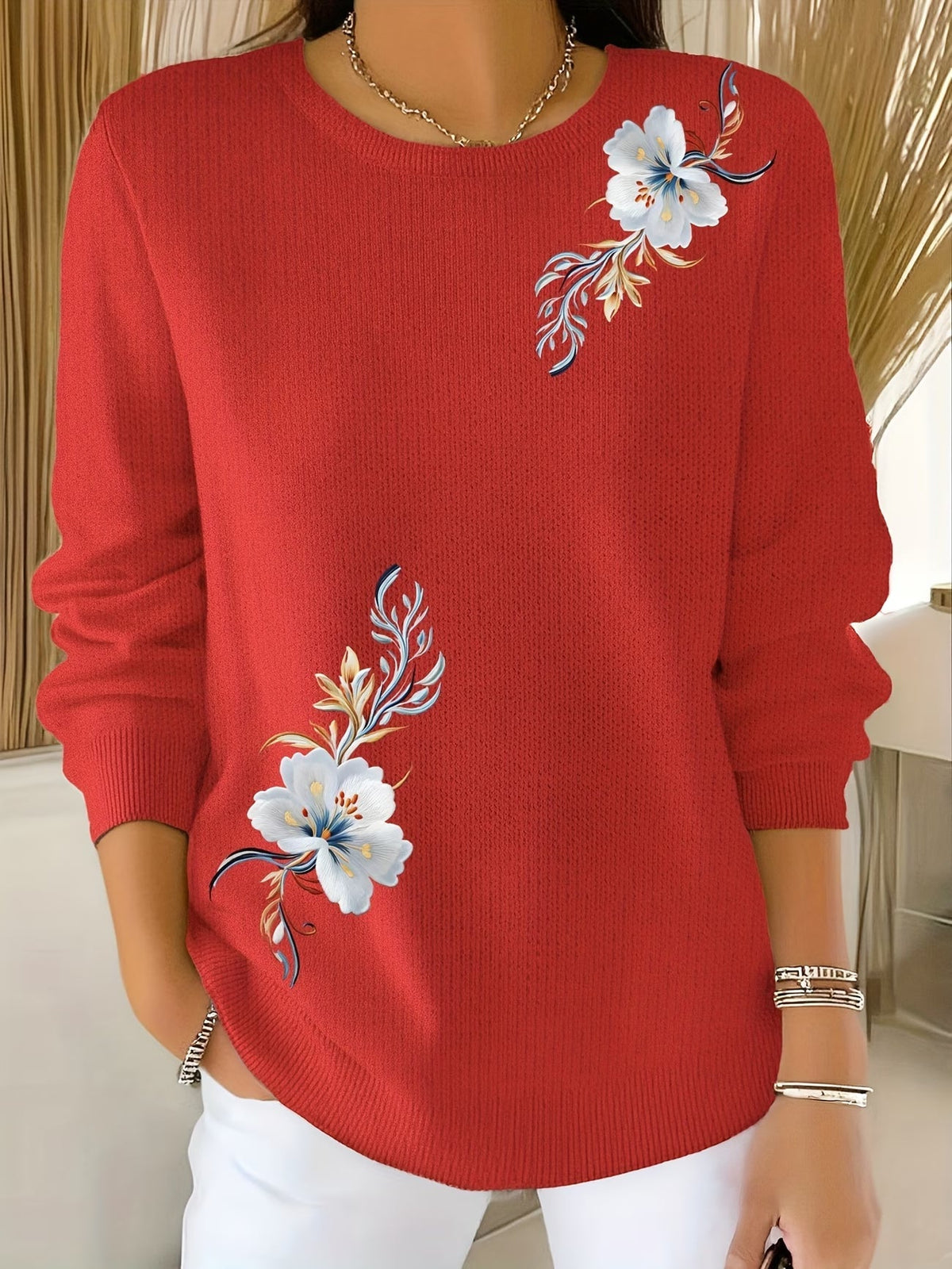 Meyla™ | Floral Long Sleeve Sweater