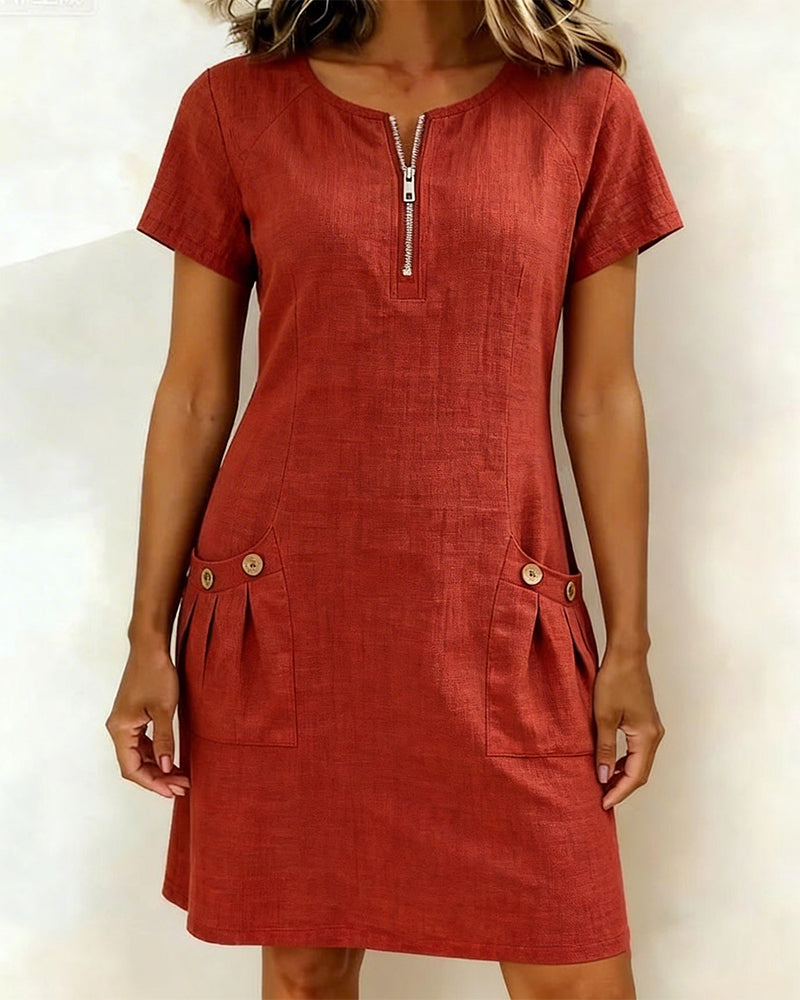 Cataline™ | Casual Zipper Dress with Pockets