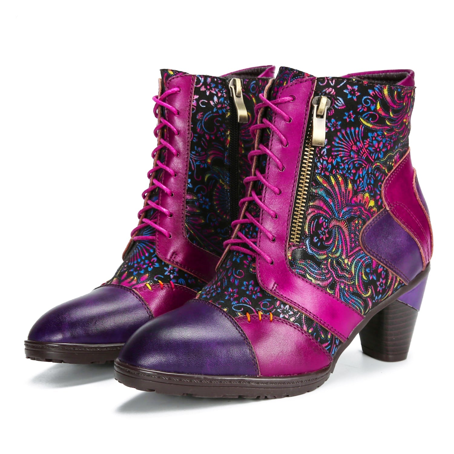 Evanthelle™ | Handcrafted Patchwork Ankle Boots