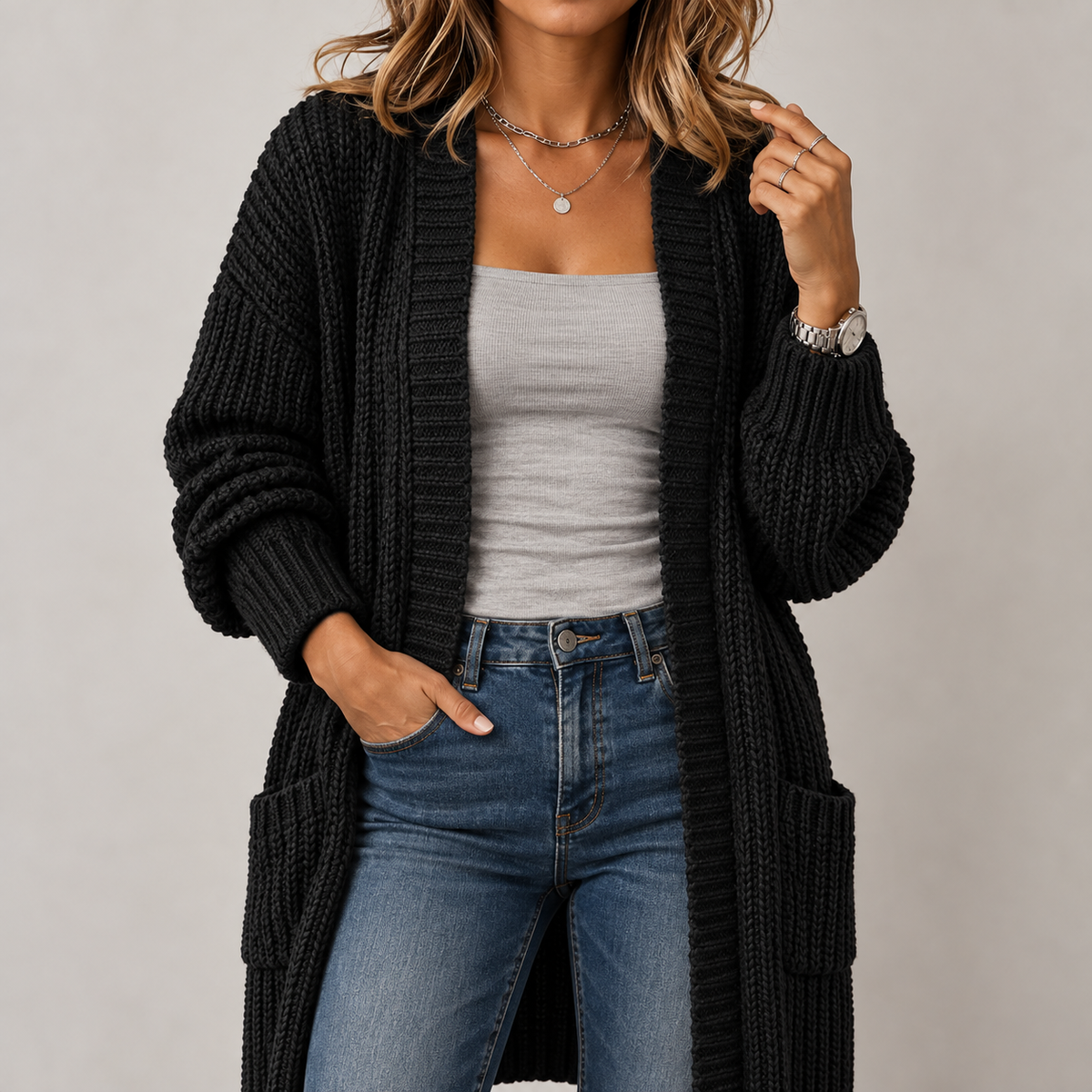 Everly™ | Longline Chunky Knit Maxi Cardigan