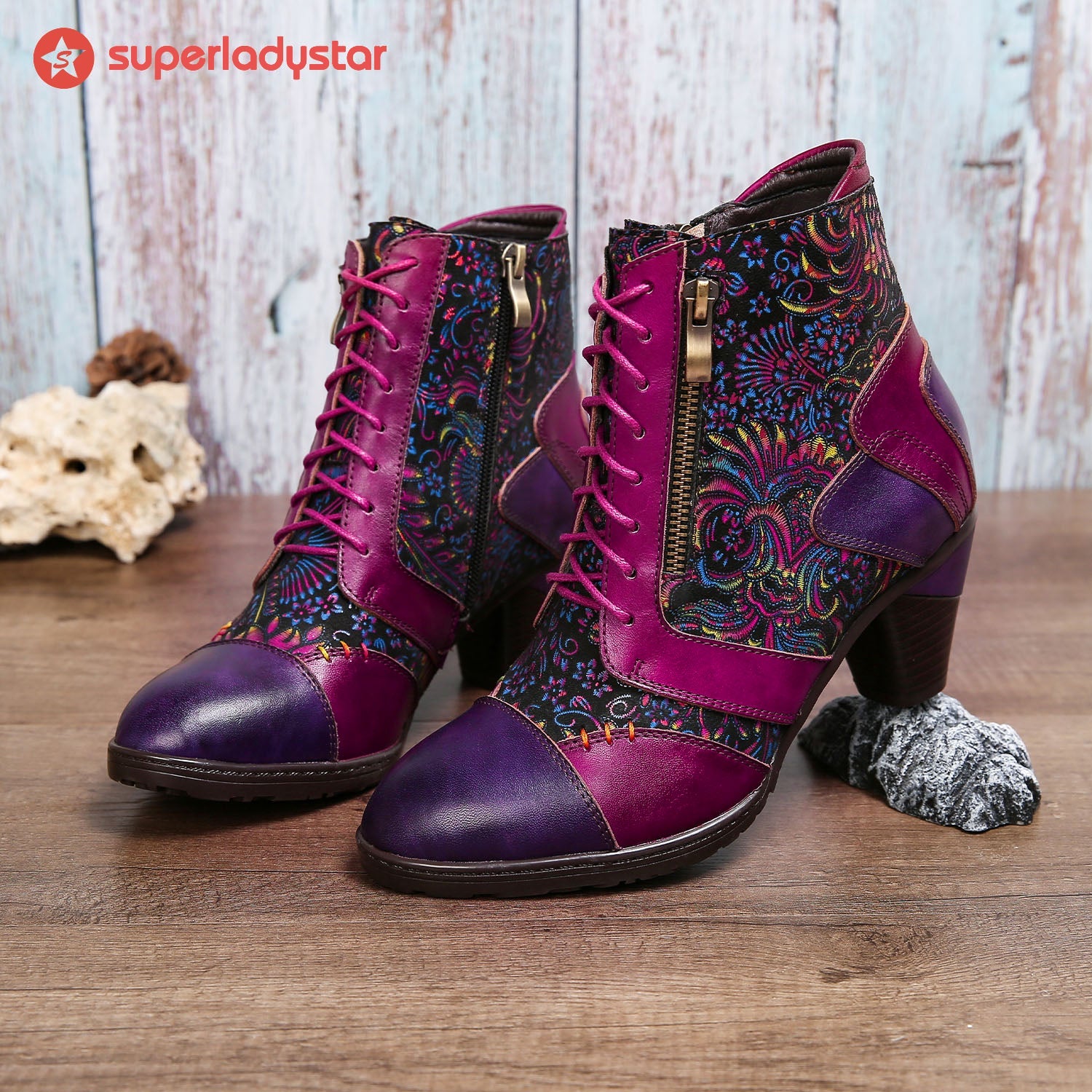 Evanthelle™ | Handcrafted Patchwork Ankle Boots