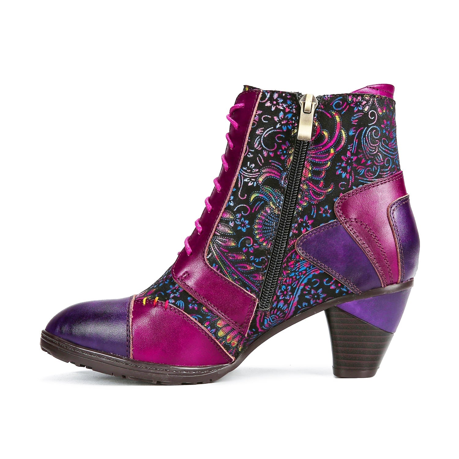 Evanthelle™ | Handcrafted Patchwork Ankle Boots