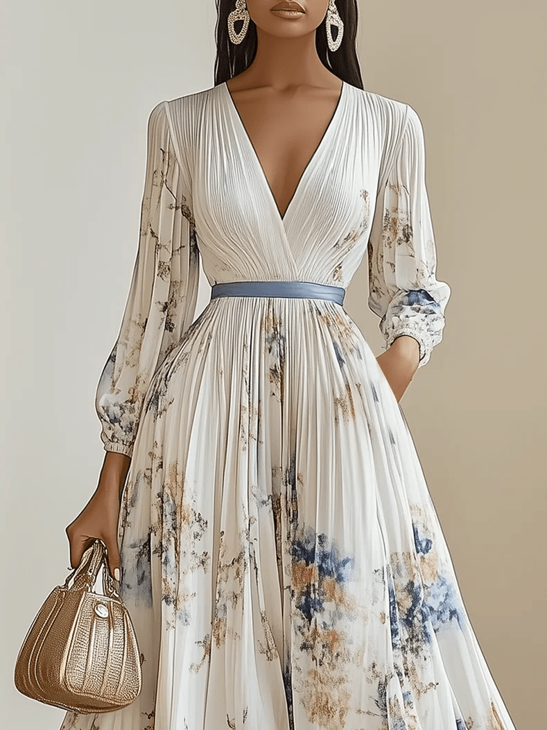 Elspeth™ | White Floral Maxi Dress with Balloon Sleeves