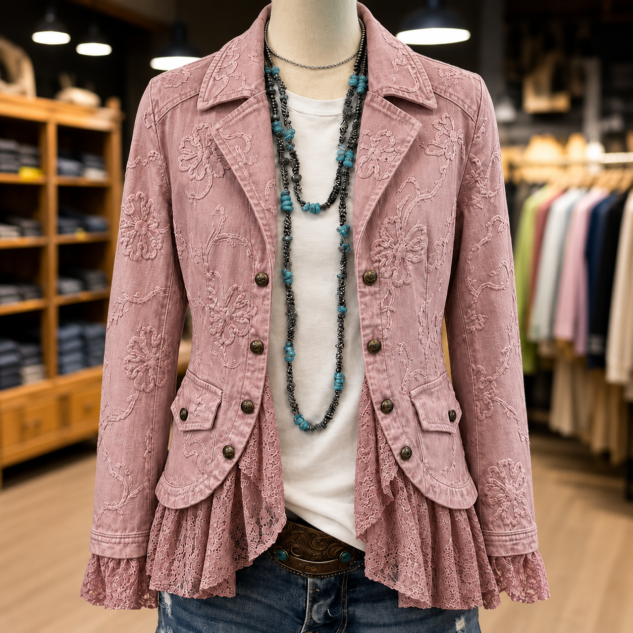 Sablewood™ | Elegant Flower Embroidered Lace Patch Jacket