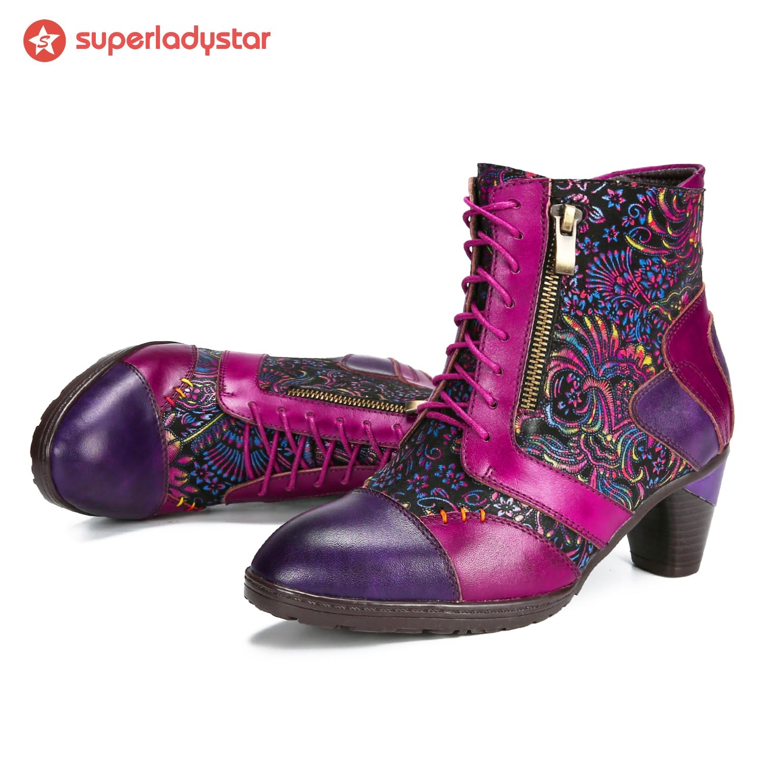 Evanthelle™ | Handcrafted Patchwork Ankle Boots