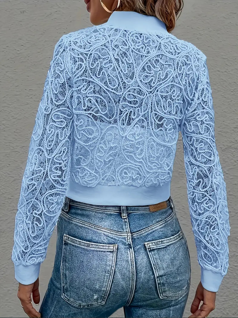 Eloise™ | Crop Lace Bomber