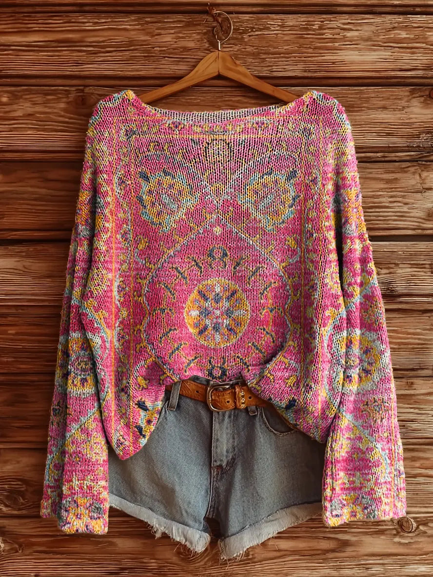 Talvine™ | Colorful Retro Totem Print Sweater