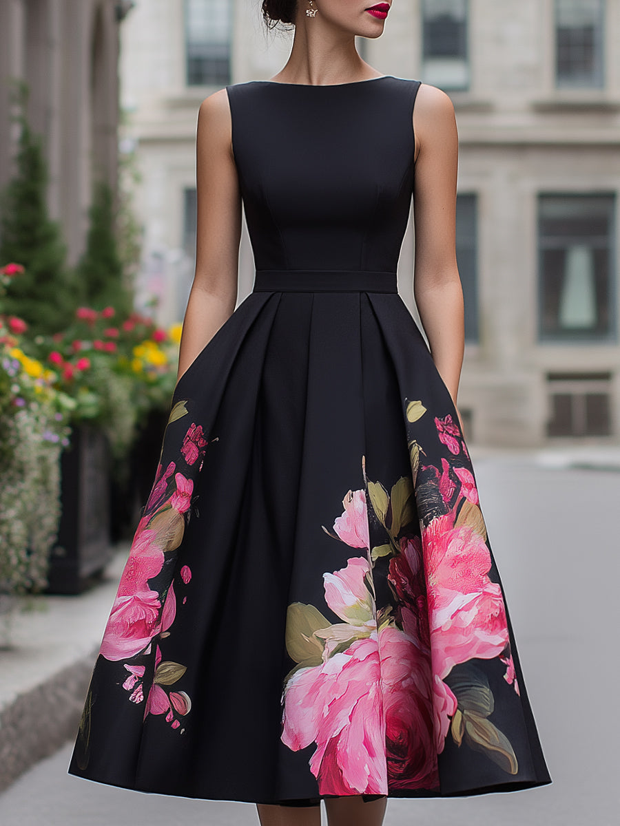 Verena™ | Sleeveless Floral Midi Dress