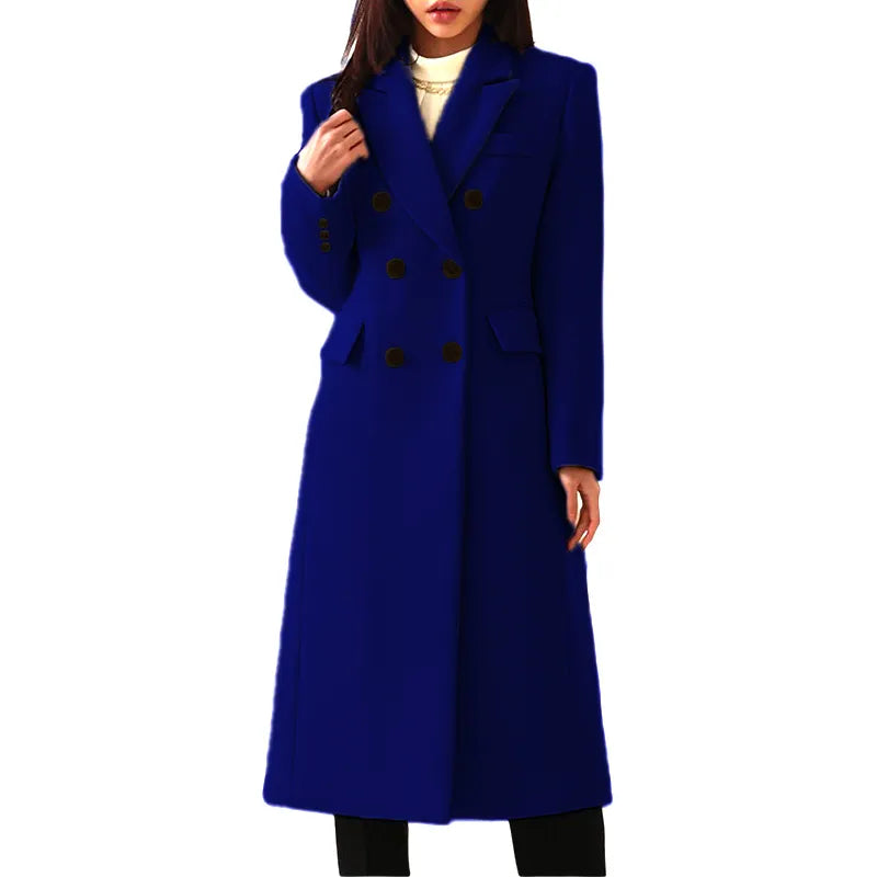 Women’s Long Coat with Lapels and Buttons