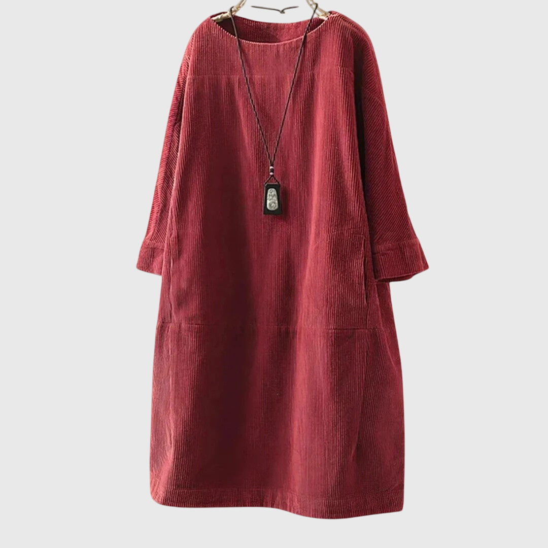 Relaxed Corduroy Midi Dress