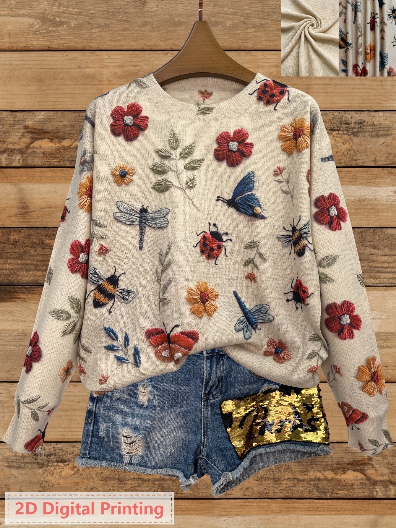 Esmé™ | Botanical Print Crewneck Sweater