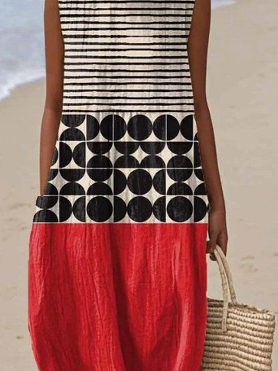 Ruby™ | Retro Stripe Colorblock Midi Dress