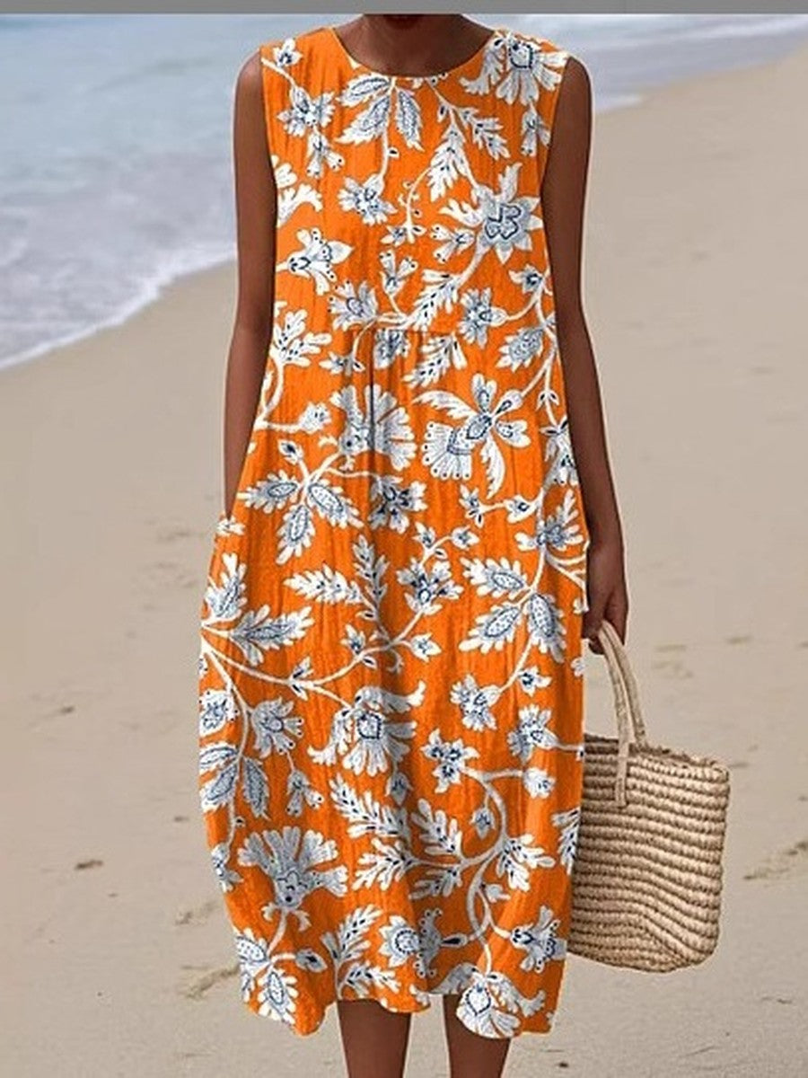 Clementine™ | Folk Floral Midi Dress