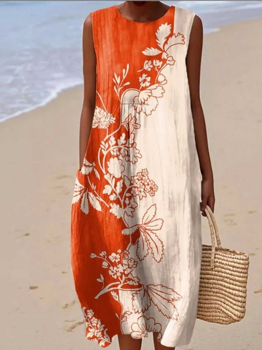 Aria™ | Two-Tone Floral Midi Dress