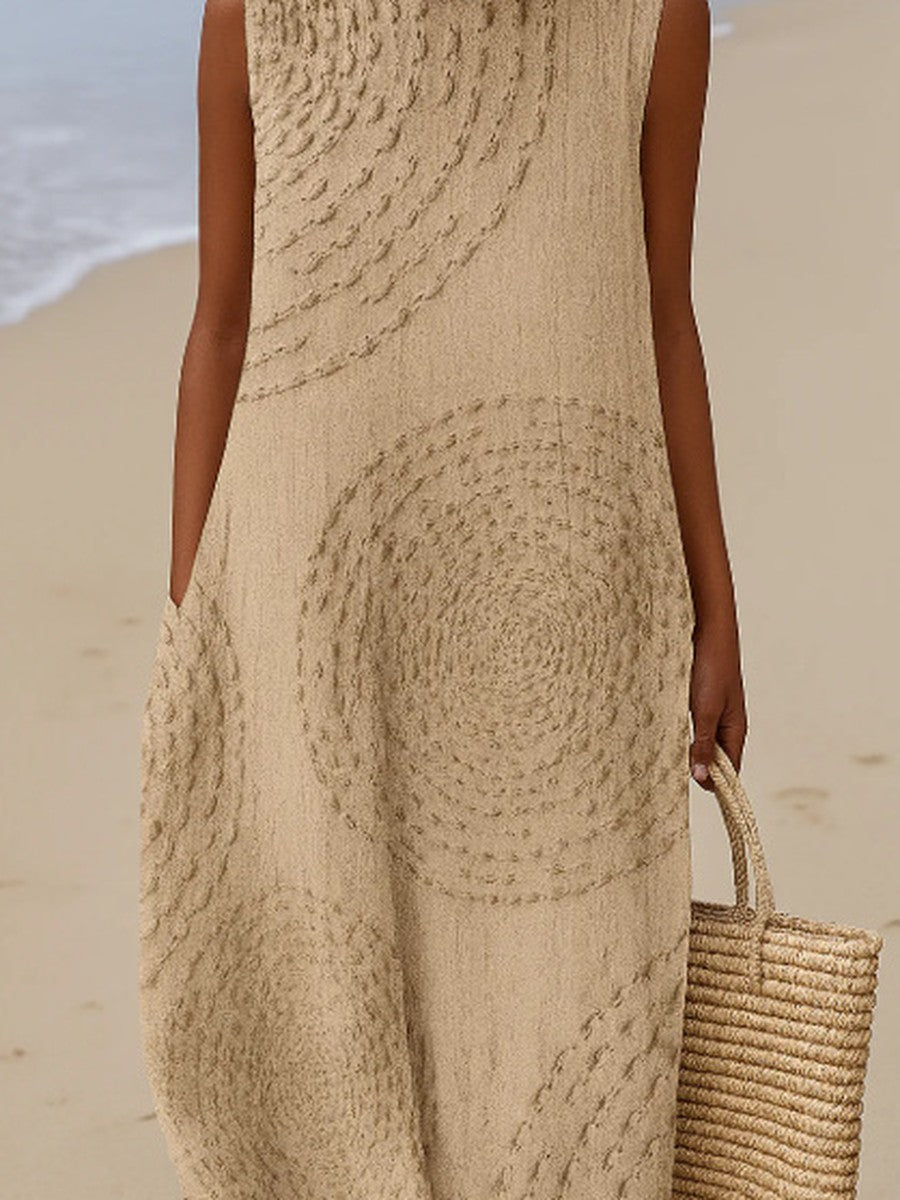 Camille™ | Sandstone Swirl Midi Dress