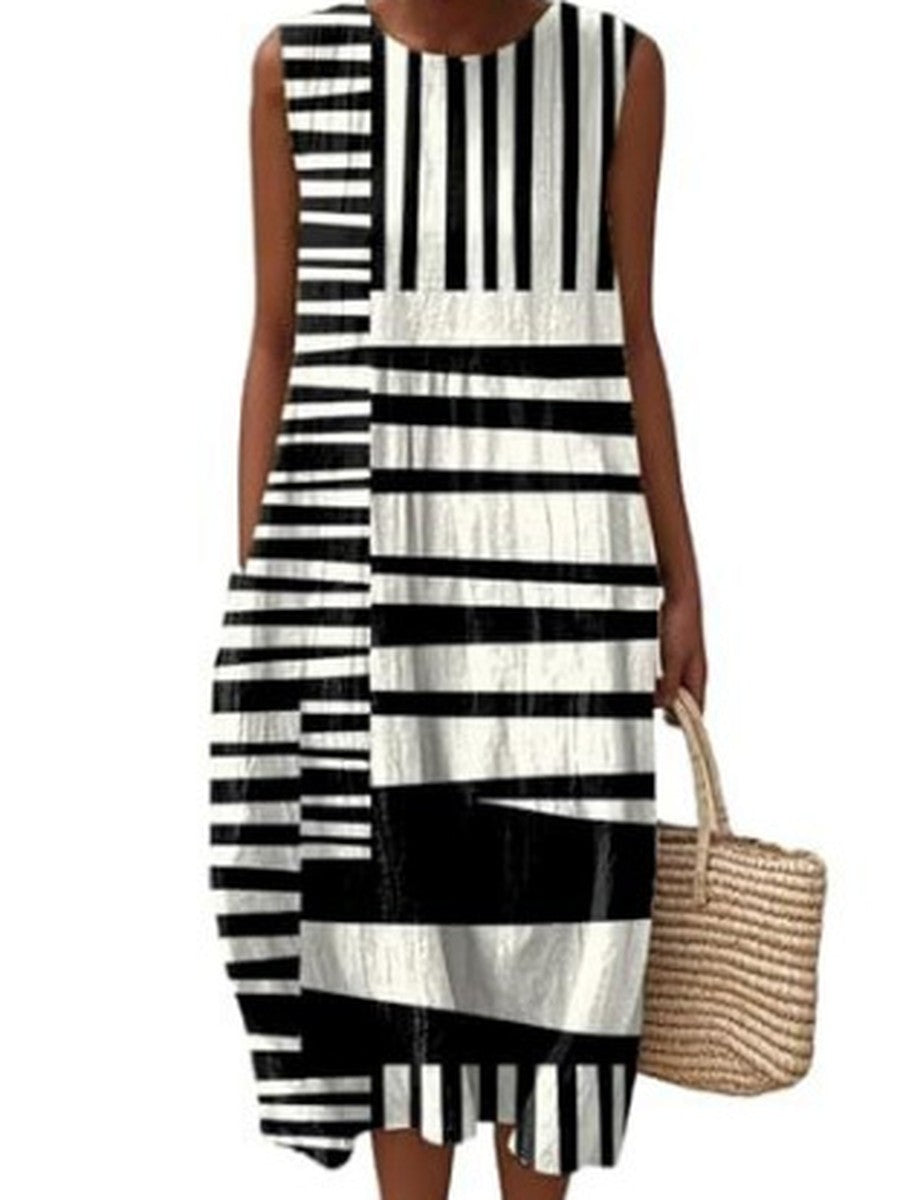 Zoe™ | Ink Stripe Midi Dress