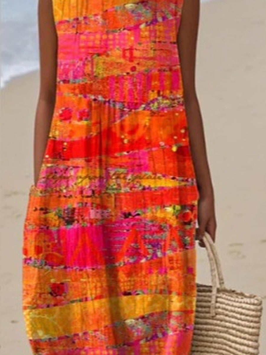 Sienna™ | Sunset Abstract Midi Dress