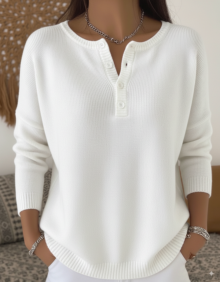 Mirelle™ | Classic Button Henley Sweater