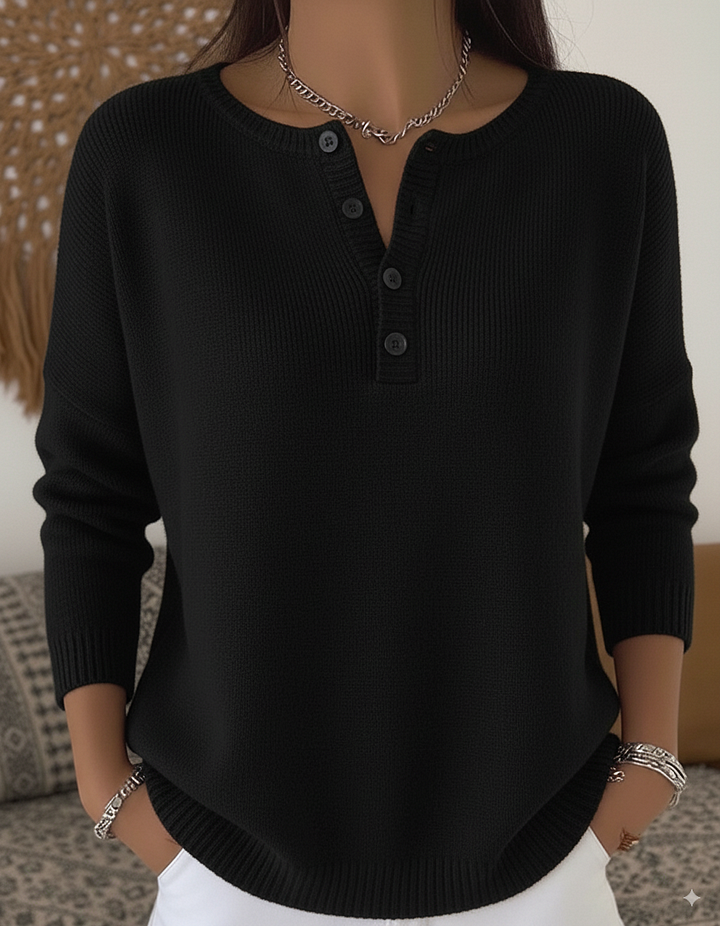 Mirelle™ | Classic Button Henley Sweater