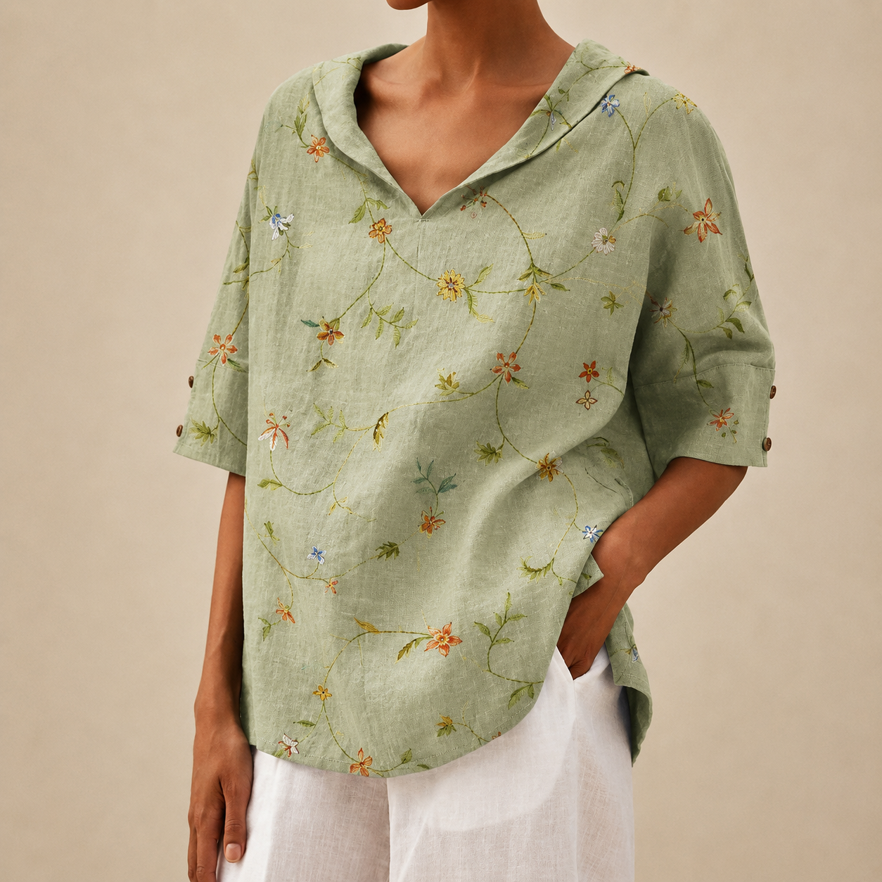 Fleur™ | Ditsy Vine V-Neck Tunic