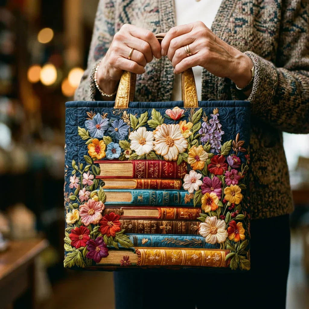 Tessamine™ | Floral Embroidered Quilted Tote Bag