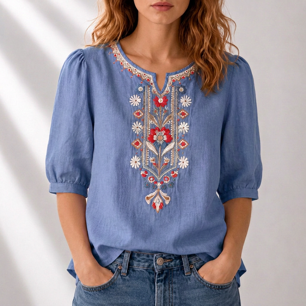 Loriette™ | Floral Embroidered Blouse