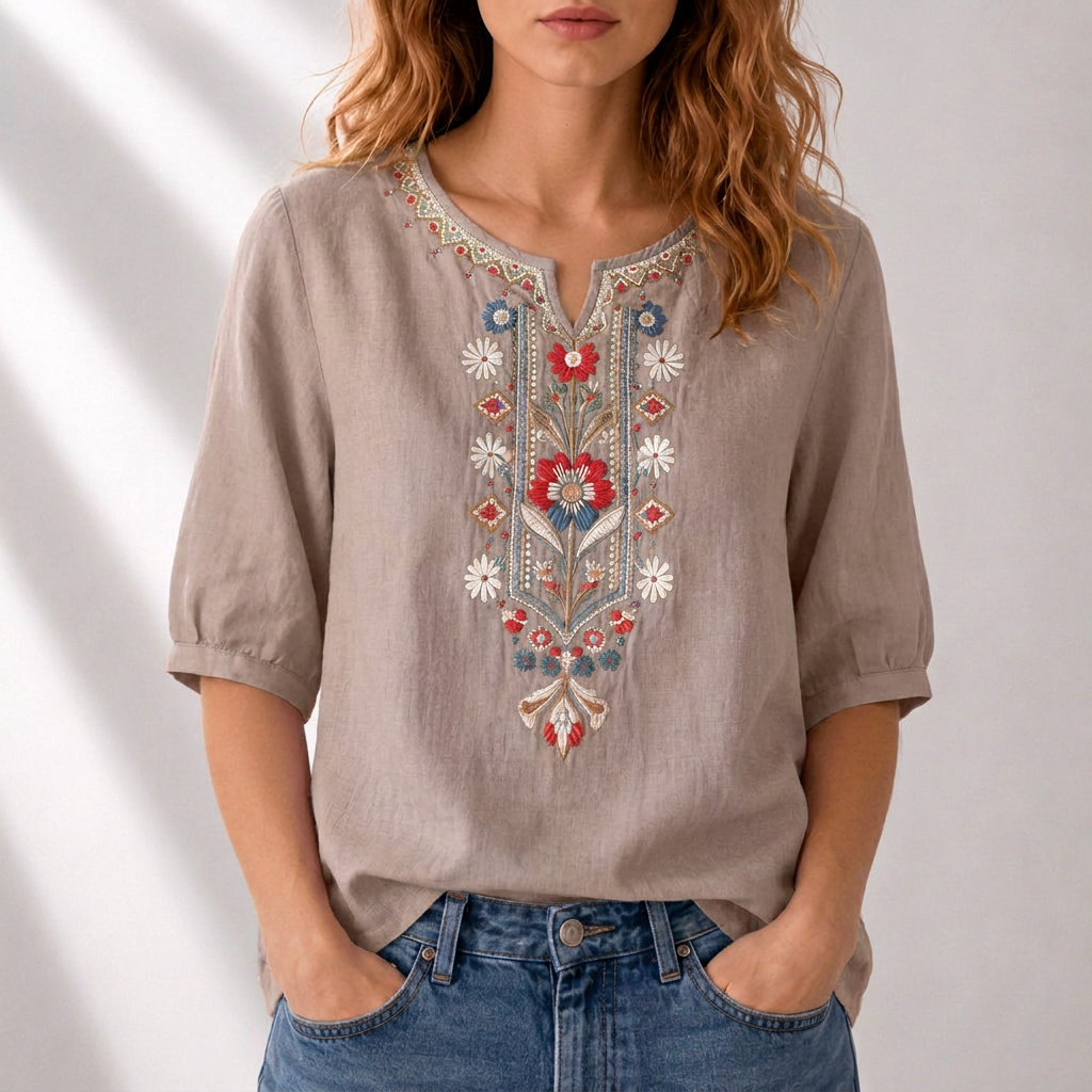 Loriette™ | Floral Embroidered Blouse