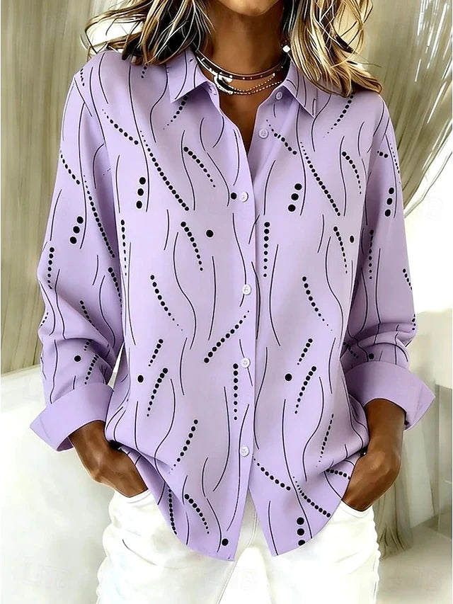 Dawnsley™ | Casual Abstract Print Button Blouse