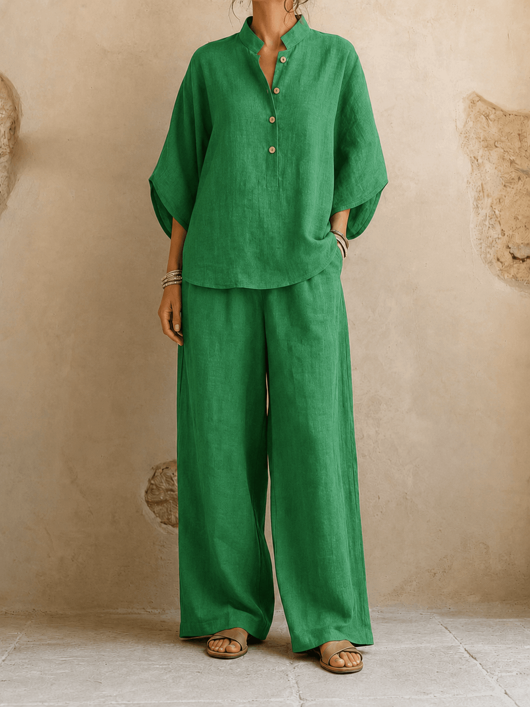 Annelies™ | Batwing Sleeve Top & Wide-Leg Pants Set
