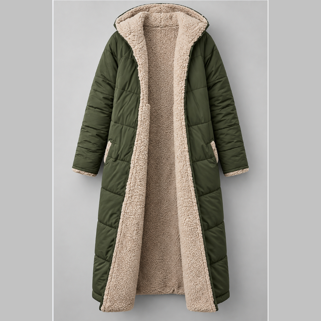 Gwendolen™ | Reversible Sherpa & Quilted Longline Coat