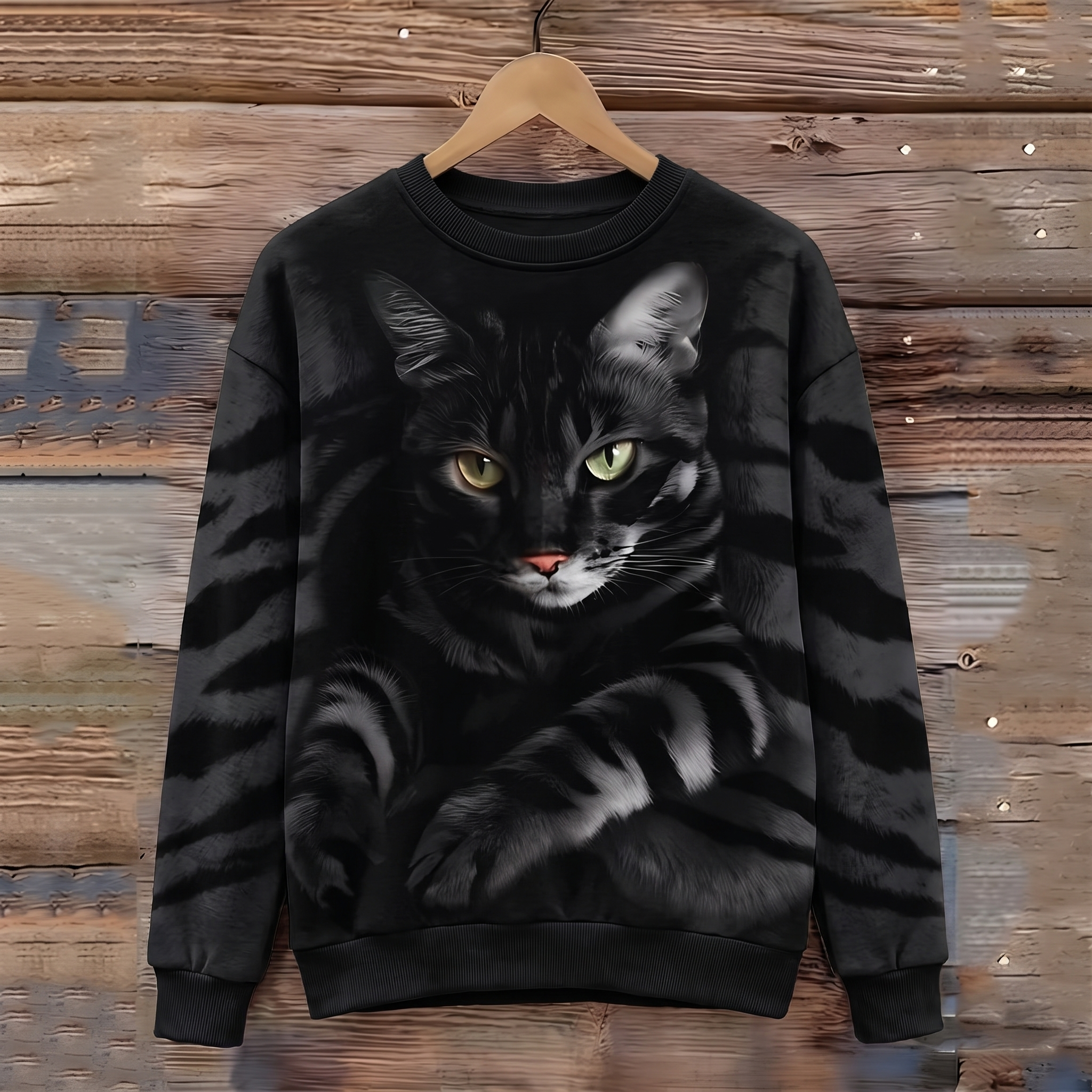 Halvora™ | Bengal Cat Print Sweatshirt — Black