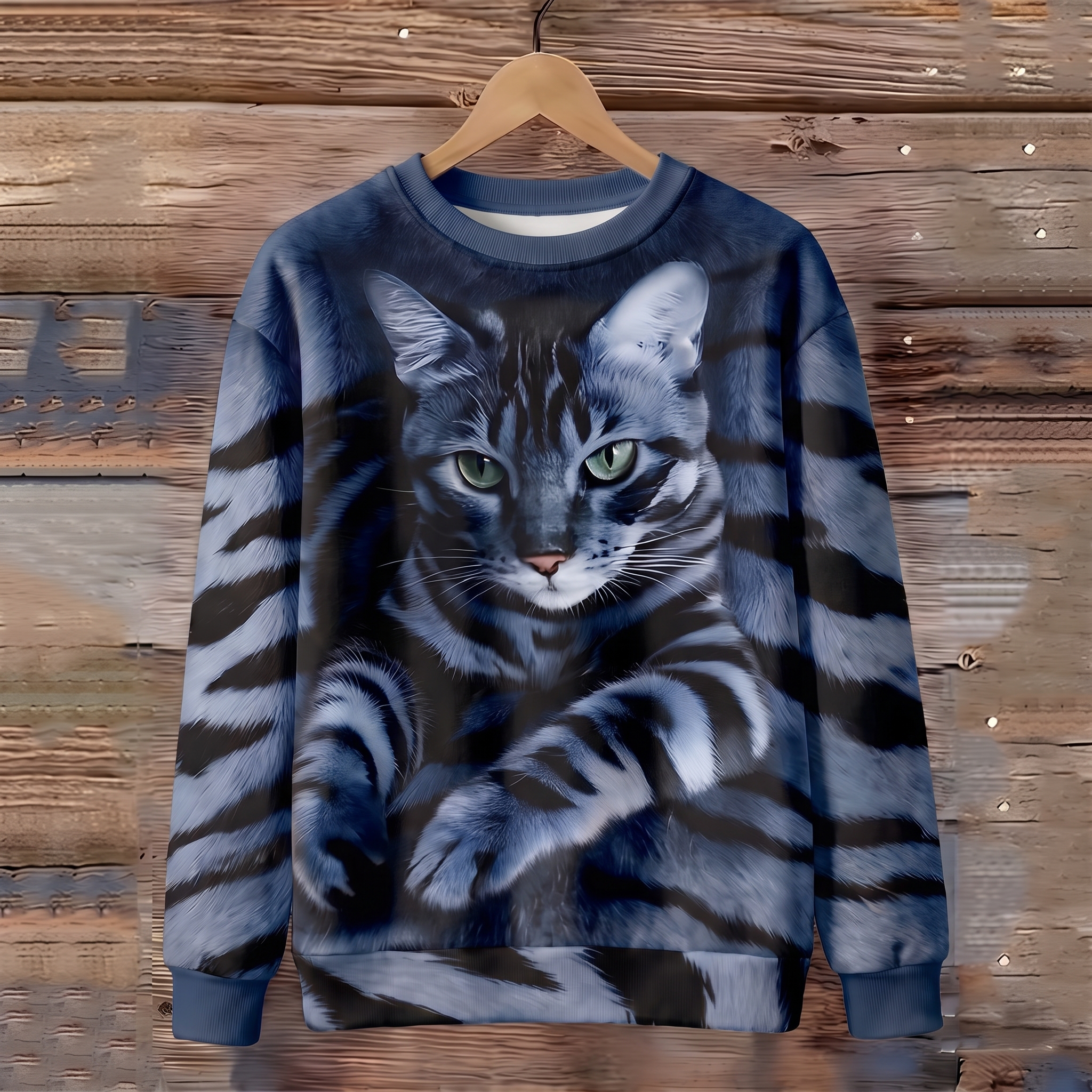 Halvora™ | Bengal Cat Print Sweatshirt — Blue