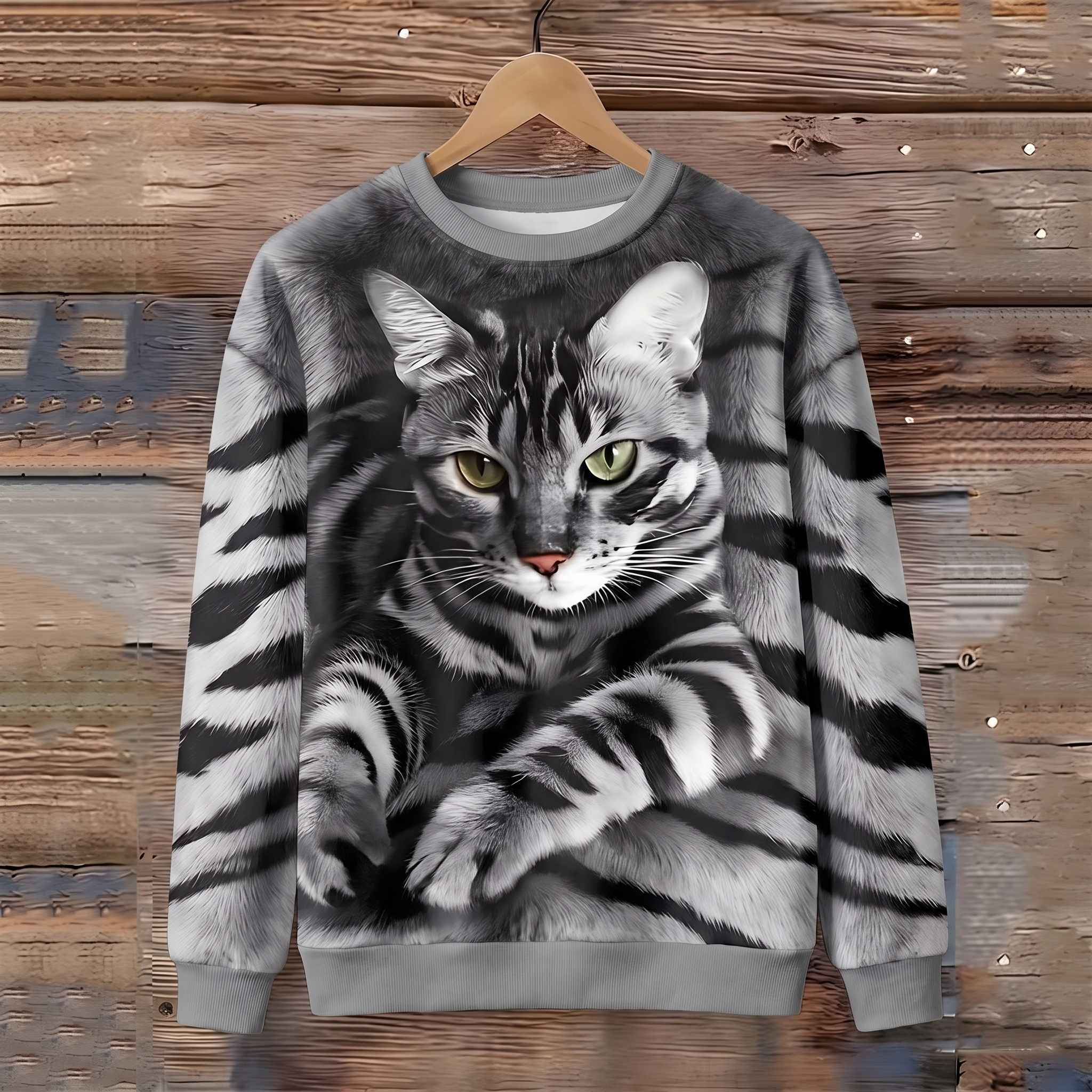 Halvora™ | Bengal Cat Print Sweatshirt — Grey