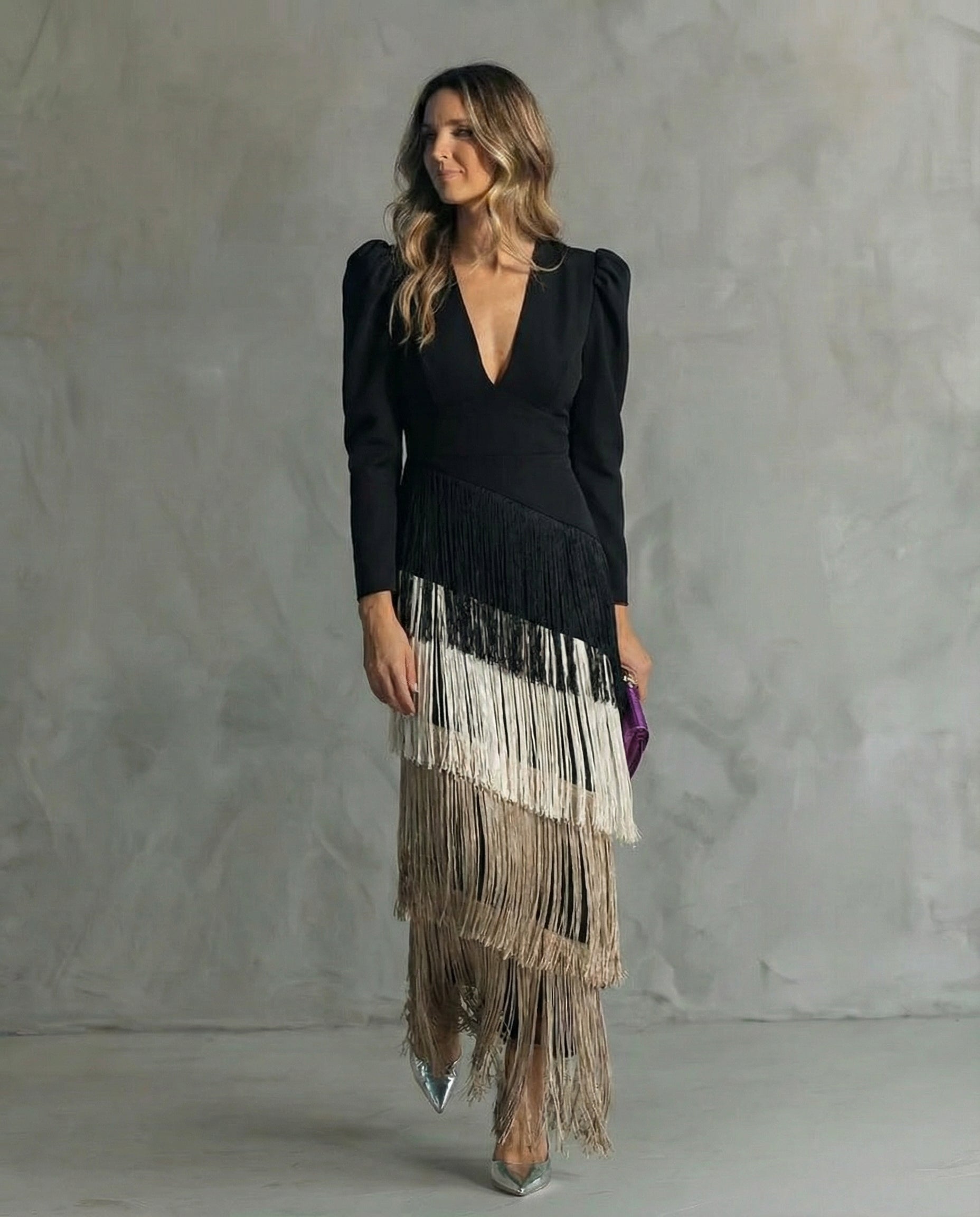 Isabeau™ | Tiered Fringe Maxi Dress